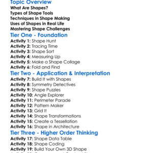 Shape Tools And Techniques Worksheet Activity Booklet