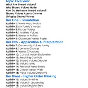 Shared Values Worksheet Activity Booklet