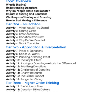 Sharing And Donations Worksheet Activity Booklet