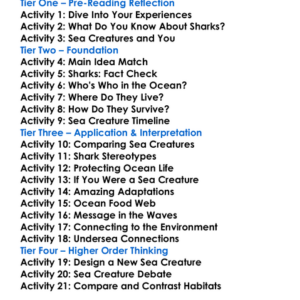 Sharks And Other Sea Creatures Worksheet Activity Booklet