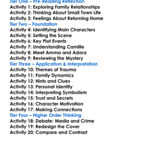 Sharp Objects Gillian Flynn Worksheet Activity Booklet