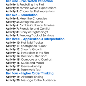 Shaun Of The Dead 2004 Worksheet Activity Booklet