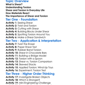 Shear And Torsion Worksheet Activity Booklet