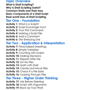 Shell Scripting Worksheet Activity Booklet