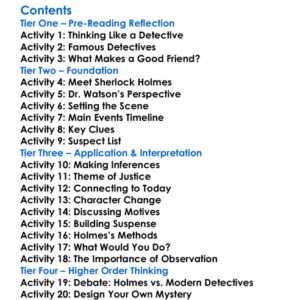 Sherlock Holmes Series Arthur Conan Doyle Worksheet Activity Booklet