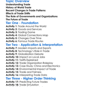 Shifts In World Trade Worksheet Activity Booklet