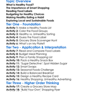 Shopping For Healthy Foods Worksheet Activity Booklet