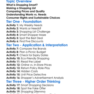 Shopping Smart Worksheet Activity Booklet