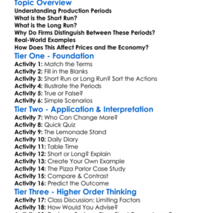 Short-Run Vs Long-Run Production Worksheet Activity Booklet