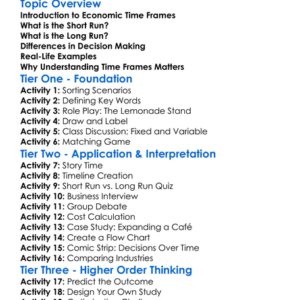 Short Run Vs Long Run Worksheet Activity Booklet