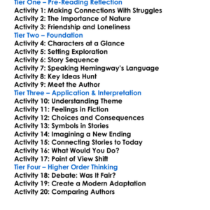 Short Stories Ernest Hemingway Worksheet Activity Booklet