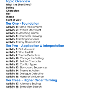 Short Story Elements Worksheet Activity Booklet