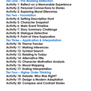 Short Story Masterpieces Various Worksheet Activity Booklet