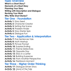 Short Story Writing Worksheet Activity Booklet