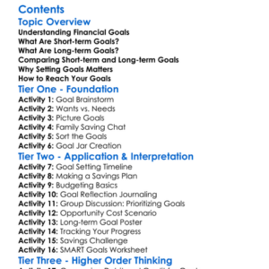 Short-Term And Long-Term Financial Goals Worksheet Activity Booklet