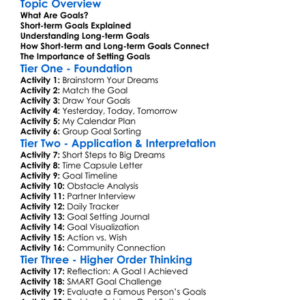 Short-Term Versus Long-Term Goals Worksheet Activity Booklet