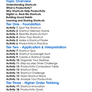 Shortcuts And Productivity Worksheet Activity Booklet