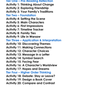 Shosha Isaac Bashevis Singer Worksheet Activity Booklet