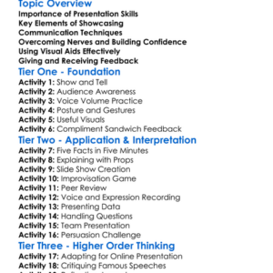 Showcase And Presentation Skills Worksheet Activity Booklet