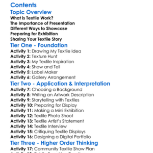 Showcasing And Presenting Textile Work Worksheet Activity Booklet