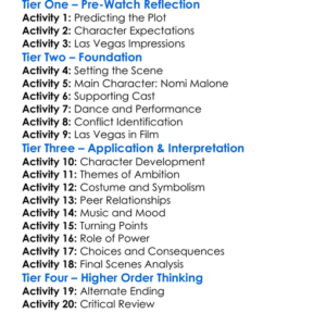 Showgirls 1995 Worksheet Activity Booklet