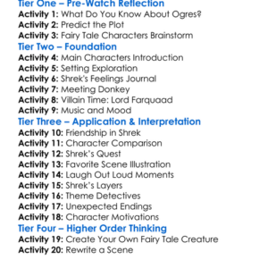 Shrek 1 Worksheet Activity Booklet