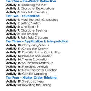 Shrek 2001 Worksheet Activity Booklet