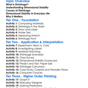 Shrinkage And Dimensional Stability Worksheet Activity Booklet