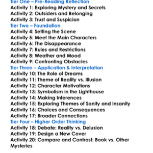 Shutter Island Dennis Lehane Worksheet Activity Booklet