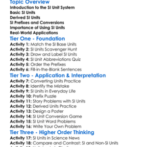 Si Unit System Worksheet Activity Booklet