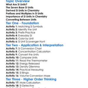 Si Units In Chemistry Worksheet Activity Booklet
