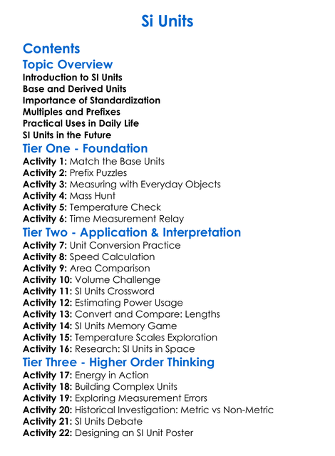 Si Units Worksheet Activity Booklet