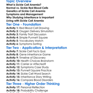 Sickle Cell Anemia And Inheritance Worksheet Activity Booklet