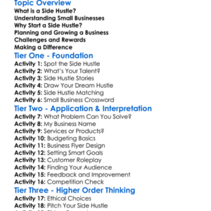 Side Hustles And Small Business Worksheet Activity Booklet