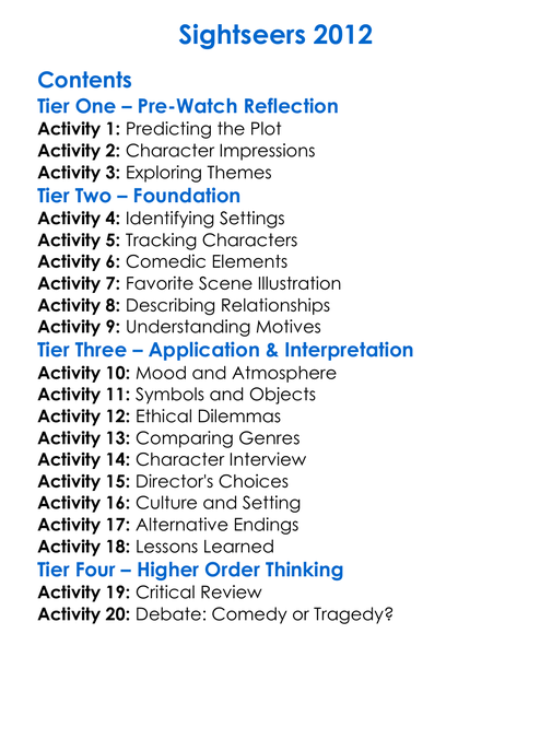 Sightseers 2012 Worksheet Activity Booklet