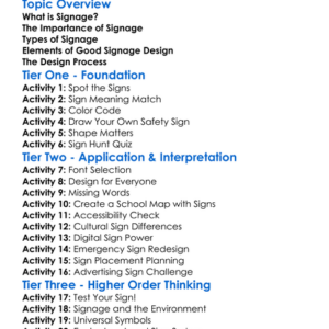 Signage Design Worksheet Activity Booklet