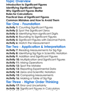 Significant Figures Worksheet Activity Booklet