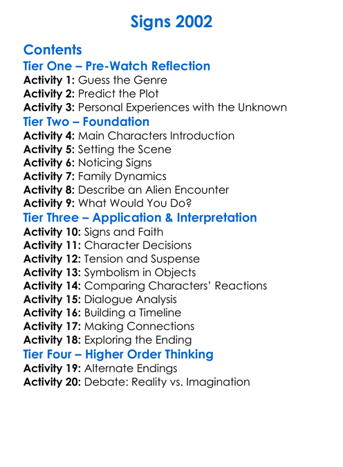 Signs 2002 Worksheet Activity Booklet