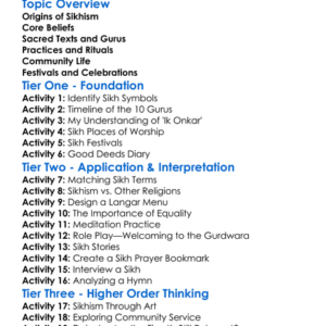 Sikh Beliefs And Practices Worksheet Activity Booklet