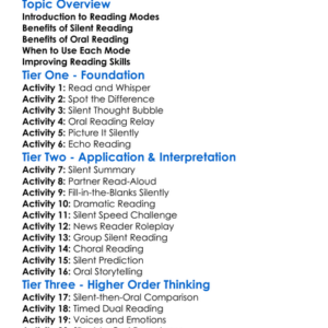 Silent And Oral Reading Worksheet Activity Booklet