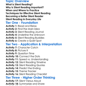 Silent Reading Worksheet Activity Booklet