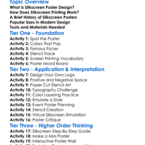 Silkscreen Poster Design Worksheet Activity Booklet