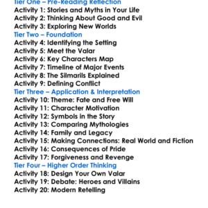 Silmarillion Jrr Tolkien Worksheet Activity Booklet