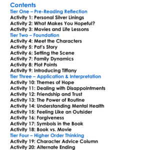 Silver Linings Playbook Matthew Quick Worksheet Activity Booklet