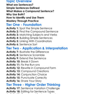 Simple And Compound Sentences Worksheet Activity Booklet