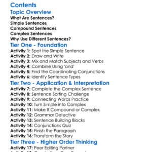 Simple Compound And Complex Sentences Worksheet Activity Booklet