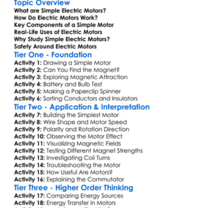 Simple Electric Motors Worksheet Activity Booklet