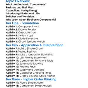 Simple Electronic Components Worksheet Activity Booklet
