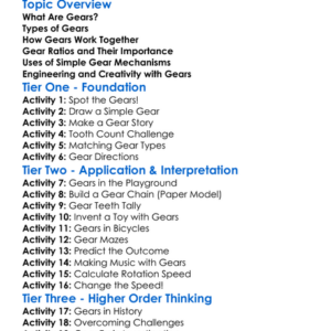Simple Gear Mechanisms Worksheet Activity Booklet