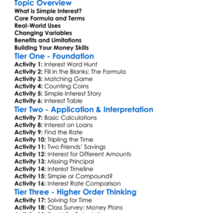 Simple Interest Calculations Worksheet Activity Booklet